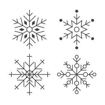 Snowflake icon. New Year's snowflakes. Set of black snowflakes. Vector illustration