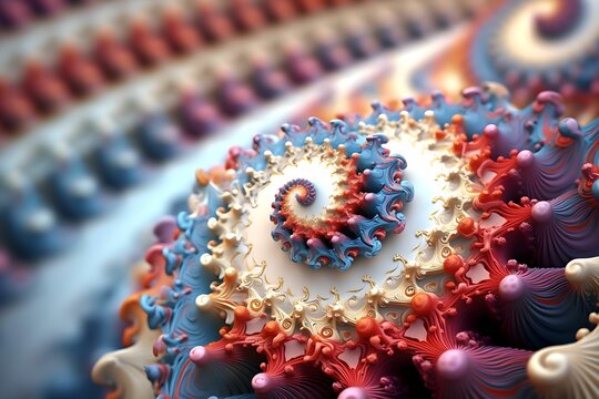 Fototapeta AI generated illustration of fractal art of vibrant spiral patterns