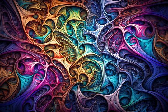 Fototapeta AI generated illustration of fractal art of vibrant spiral patterns
