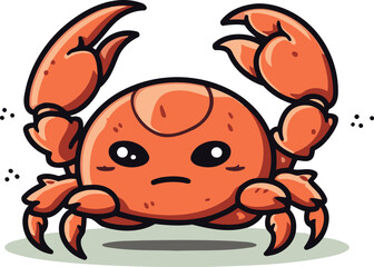 Naklejka premium Cute cartoon crab. Vector illustration isolated on a white background.