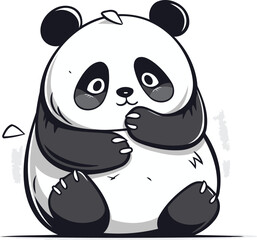 Naklejka premium Vector illustration of cute panda. Isolated on white background.