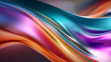 Abstract minimal background with colorful holographic wave. Generative AI