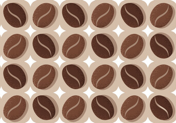 Vintage seamless pattern with coffee beans