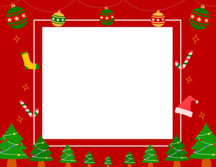 Blank Christmas and New Year  frame with Christmas decorations illustration background, copy space, greeting card png