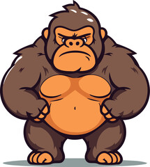 Fototapeta premium Gorilla Cartoon Mascot Character with Crossed Arms Vector