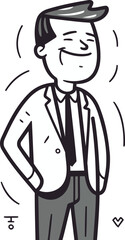 Vector illustration of a man in a business suit. Cartoon style.