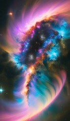 Colorful Cosmos, galaxy, wormhole, nebula explosion