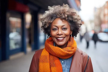 Foto op Plexiglas woman mature adult businesswoman black urban portrait senior smiling mature adult confidence happy african american mid age old © Lumos sp