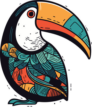 recommend clip art: Hand drawn toucan. Vector illustration in doodle style.