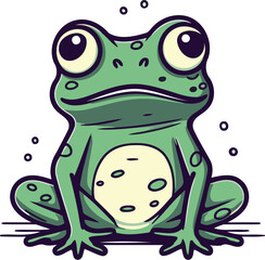 Fototapeta premium Cute cartoon green frog isolated on white background. Vector illustration.