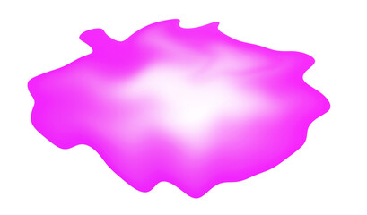 Neon Pink Wavy Stain. Delicate Abstract Liquid Splatter of Vibrant Color. Simple Semi Transparent Splash. No Background. Irregular Blurry Smoke Print. 