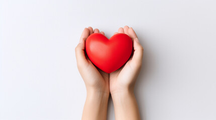Fototapeta premium close up of hands with red heart. Generative AI