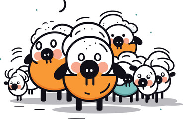 Fototapeta premium Cute sheep cartoon vector illustration. Cute farm animal character.