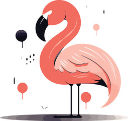 Fototapeta premium Flamingo. Vector illustration. Isolated on a white background.
