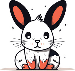 Fototapeta premium Cute cartoon rabbit. Vector illustration isolated on a white background.