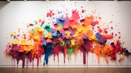 colorful splashes of paint on the wall. Generative AI