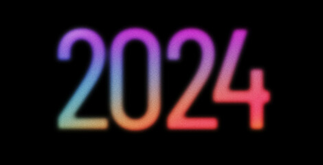 Beautiful color gradient new year 2024 with noise. Abstract pastel holographic blurred grainy gradient banner background texture Colorful digital grain soft noise effect Nostalgia, vintage, retro