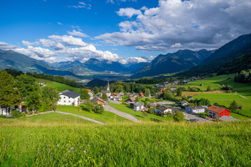 Fototapeta na wymiar The Village of Gurtis near Nenzing, Walgau Valley, State of Vorarlberg. Austria
