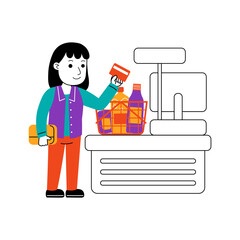 young woman shopper vector illustration