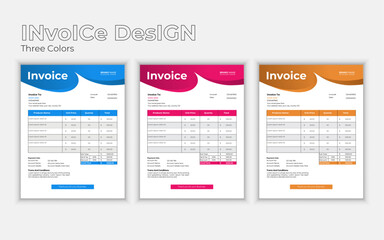 Creative modern business invoice design with colors.