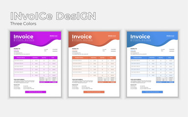 Creative modern business invoice design with colors.