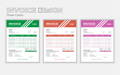 Creative modern business invoice design with colors.