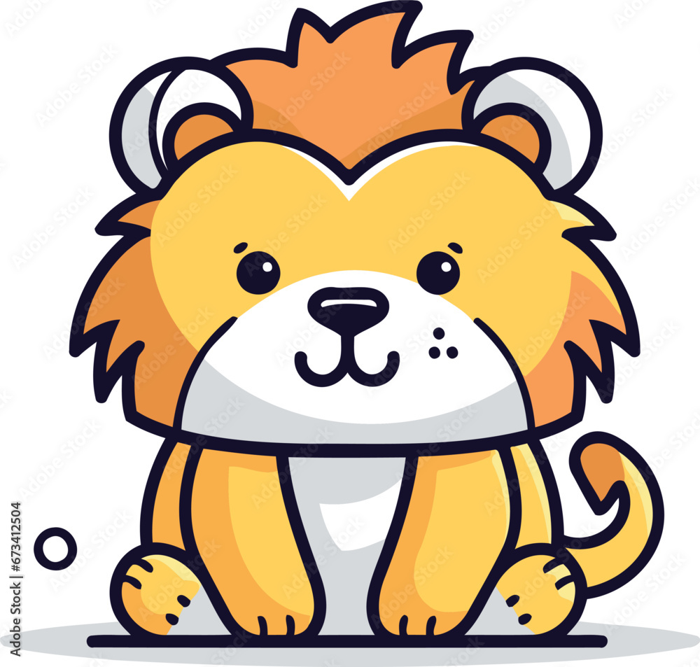 Wall mural Cute Lion Cartoon Mascot Character Vector Icon Illustration Design