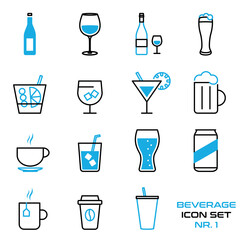 Getränke, Bar, Restaurant - Icon Set, Zeichen, Symbole - obrazy, fototapety, plakaty