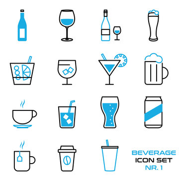 Getr&auml;nke, Bar, Restaurant - Icon Set, Zeichen, Symbole