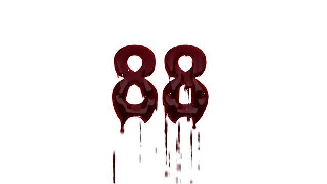 Bloody number 88 with alpha channel, number 88 in blood