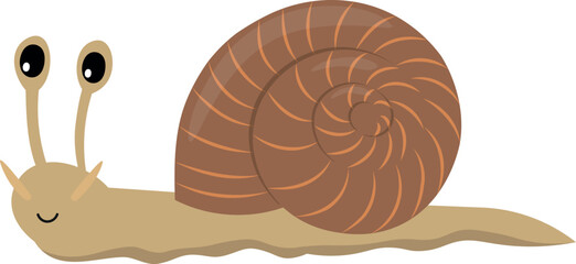 Cartoon flat brown snail isolated on a white background. Colorful vector illustration for children.