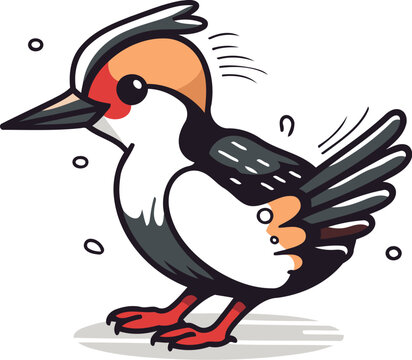recommend clip art: Cute cartoon pied kingfisher bird. Vector illustration.