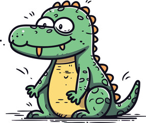 Fototapeta premium Cute cartoon crocodile. Vector illustration isolated on white background.
