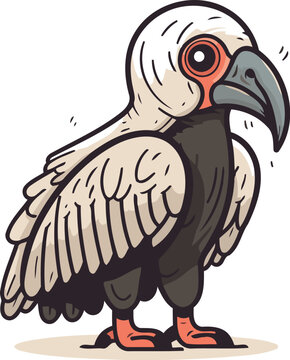 recommend clip art: Cute vulture on white background. Vector illustration. Cartoon style.