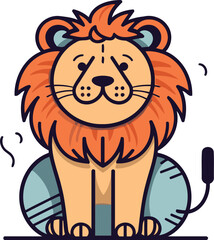 Lion. Vector illustration of a wild animal. Cartoon style.