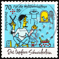 Postage stamp Germany 2019 In The Tailor's Shop, from fairy tale The Brave Little Tailor