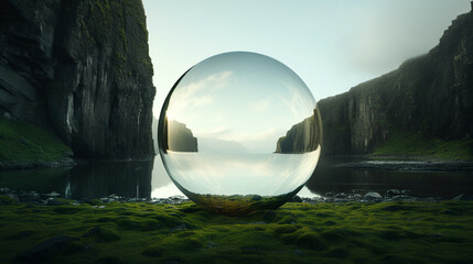 Glass Circle Illusion on a Lake - Powered by Adobe