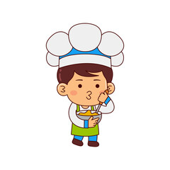 cute chef boy cartoon character vector illustration