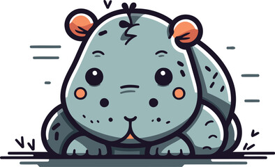 Cute hippopotamus. Vector illustration in flat cartoon style.
