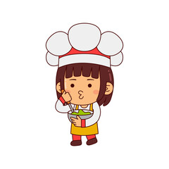 cute chef girl cartoon character vector illustration