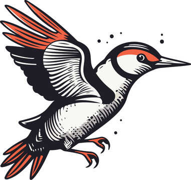 recommend clip art: Hand drawn woodpecker isolated on white background. Vector illustration.