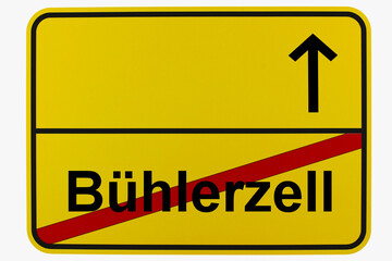 Illustration eines Ortsausgangsschildes von Bühlerzell in Baden-Württemberg