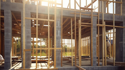 A house being built. New construction