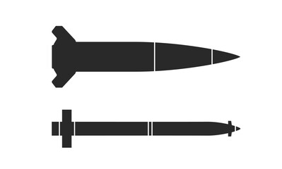 atacms and gmlrs missiles. weapon, ballistic rocket and multiple launch rocket system symbol. isolated vector image