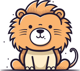 Fototapeta premium Cute cartoon lion. Vector illustration isolated on a white background.
