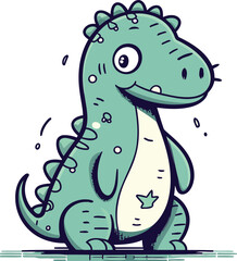 Fototapeta premium Cute cartoon dinosaur. Vector illustration isolated on a white background.