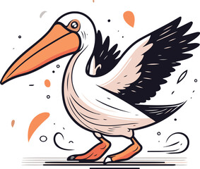 Fototapeta premium Pelican vector illustration. Hand drawn pelican isolated on white background.