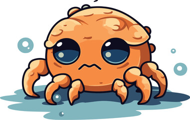 Naklejka premium Cute cartoon crab character. Vector illustration isolated on white background.