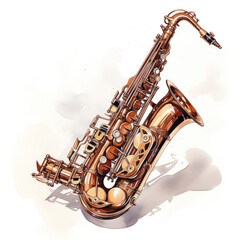 watercolor Saxophone clipart, Generative Ai