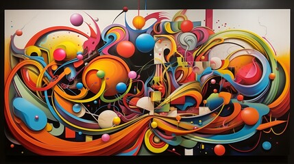 A riot of colors and shapes in an abstract masterpiece that leaves you in awe.
